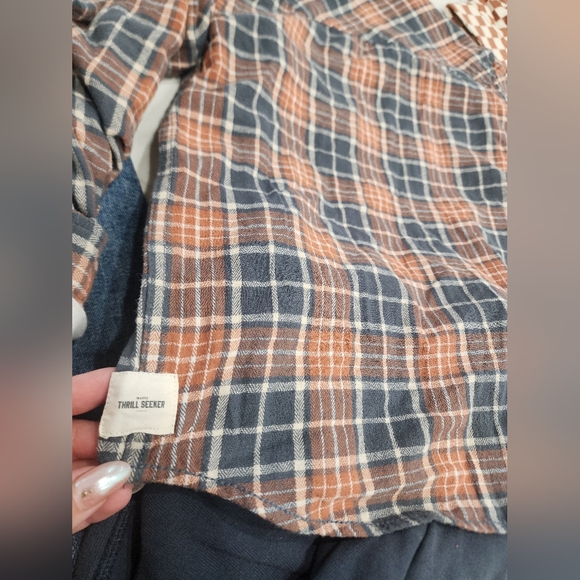 [ COTTON ON] boys size 9-10 plaid coral,gray  long sleeve button up  shirt - Picture 13 of 16